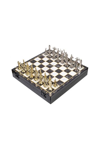 Kayalar Hediyelik Luxury Metal Chess Set Legionnaires with Square Shield