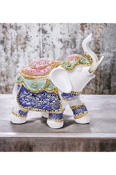 e-life shop Renkli Nakış Taş Işlemeli Şanslı Fil Biblo Heykel Hediyelik Dekor...
