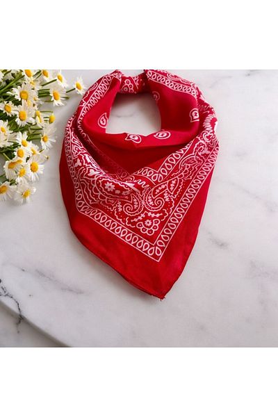 alsaccessories Women's Red Color Ethnic Patterned 100% Cotton Bandana, Hair Band