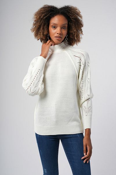 Hopoi Half Turtleneck Openwork Shoulder Sweater - Women