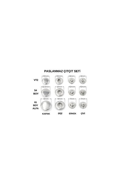 ŞF Şeref Fermuar Çıtçıt Düğme Alfa 15mm 60 Set Nikel (240 PARÇA)