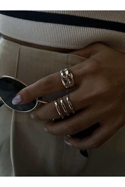 Lavian Accessories Ayarlanabilir Gold Renk Üç Sıralı Yüzük (adet)