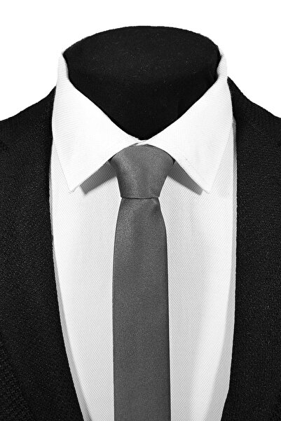 BLC Basic Line Co. Advantage 4-Piece - Set cravată și batistă negru afumat, gri argintiu și bleumarin, extra fin 4 cm