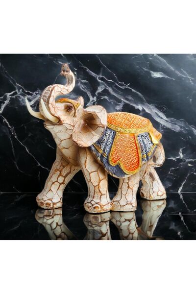 e-life shop Lüks Nakış Işlemeli Şanslı Fil Biblo Heykel Hediyelik Dekoratif Ü...