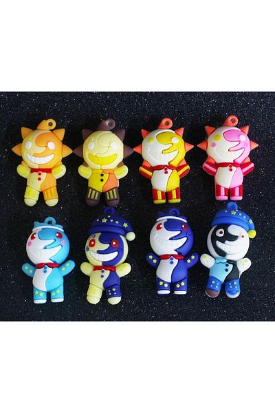 e-life Five Nights At Freddy's Fnaf Sundrop & Moondrop 8-Piece Silicone Figure Toy Collection Set