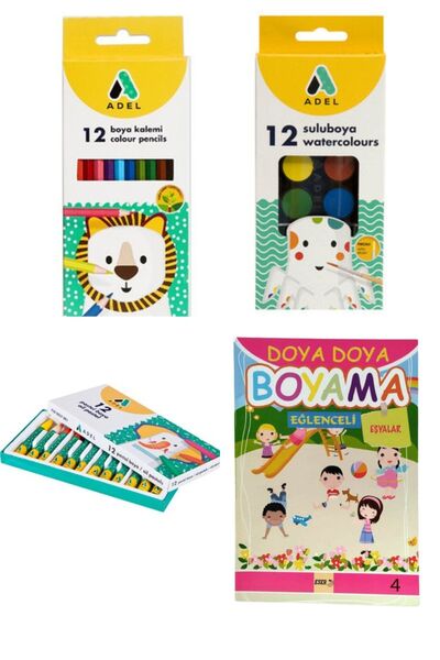 Adel Painting Set Crayon Long Dry Paint Water Color Painting Book Utensils