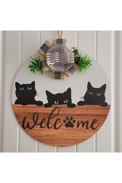 rosfloa rf Στολίδι πόρτας Curious Cat (30 cm)