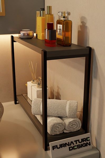 FurnatureDesign Bathroom Organizer 2 Shelves Metal Table Top Organizer - Anthracite