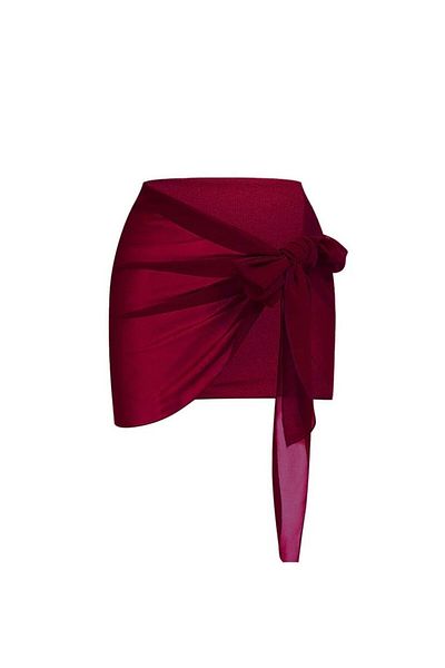 quella atelier Burgundy Chiffon Pareo - Elegant Design