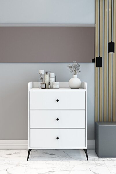 DEMİNA Modern Şifonyer Beyaz 93x70x45 - %100 Mdf