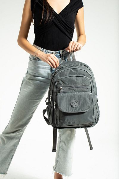 Çanta Trend Σχολική τσάντα Mega Size Grey Unisex με ρυθμιζόμενο ορθοπεδικό λουράκι και θήκη για φορητό υπολογιστή με 9 θήκες