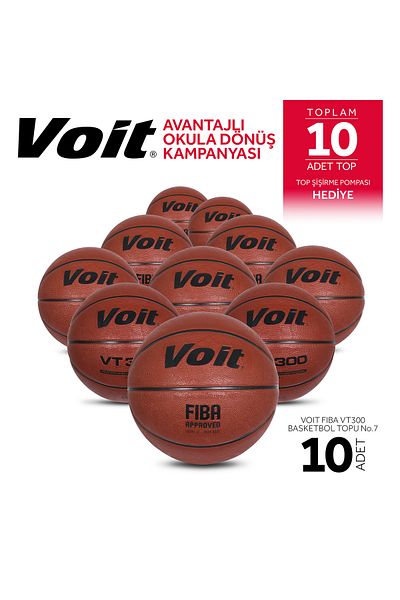 Voit Vt300 Fıba Approved Basketball Ball - 10 Pieces Ball and Inflator Pump