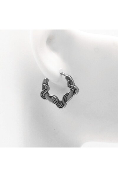 Viking Vintage Design Wavy Hoop - Non Tarnish Stainless 316L Steel Earrings