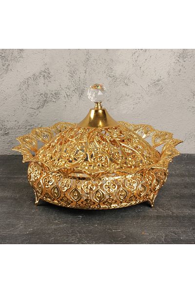 Leila Mirrored Gold Round Sugar Bowl & Cookie Bowl & Chocolate & Turkish Delight Bowl