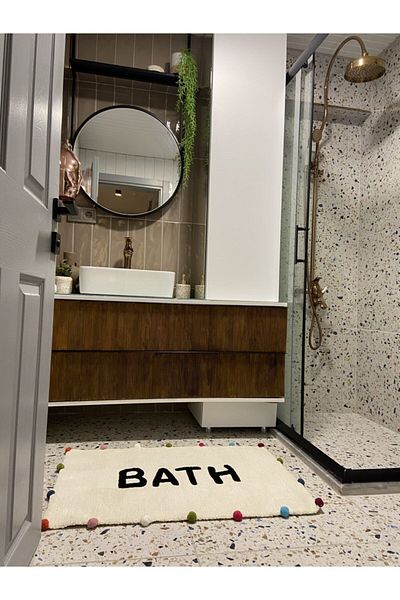 RUGSMODERN Covoraș de baie cu pompon scris pentru baie 90×57