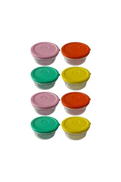 Paşabahçe Hillcap Silikon Kapaklı Cam Saklama Kabı 8li Kahvaltılık