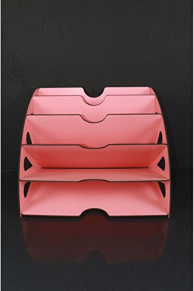 kutuTR Ahşap Dekoratif Evrak Rafı Dosya Düzenleyici Pembe