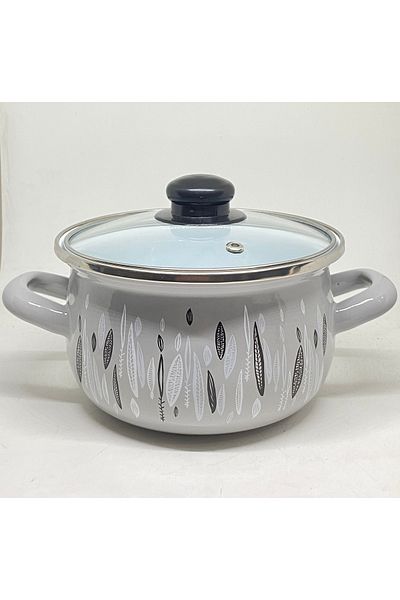 Avşar 2 Liter Enameled Home - 18 cm Decorated Pot