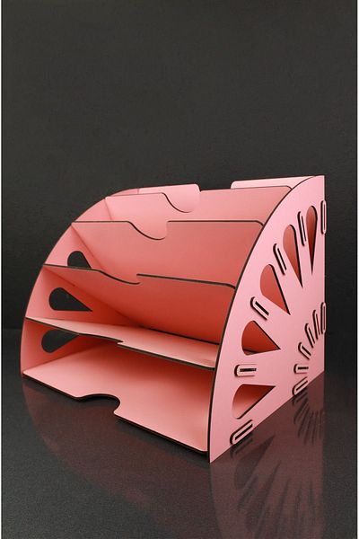 kutuTR Pink Wooden Decorative Document Shelf File Organizer