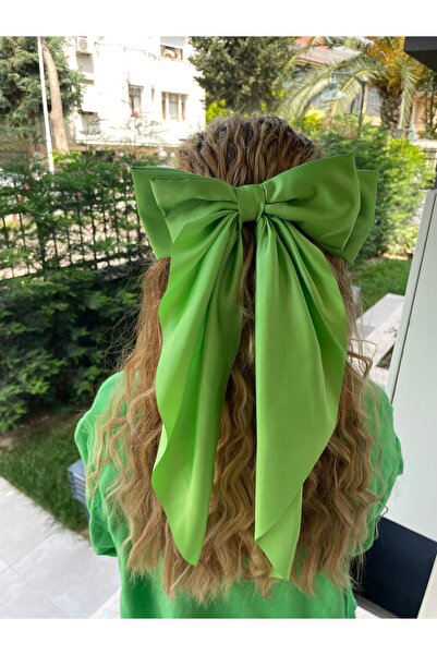 BUGU القوس الأخضر حجم كبير طويل الذيل القوس مشبك مشبك