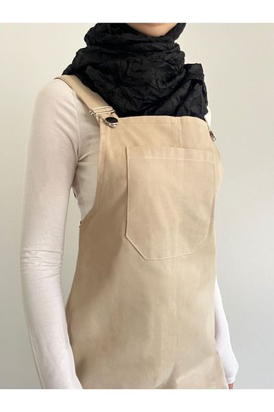 FREYA MODA Beige Comfortable Cut - Jumpsuit with Front Kangaroo Pocket