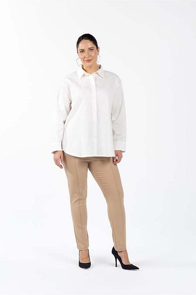 LUOKK Cămașă albă cu mânecă lungă Adisson Plus Size