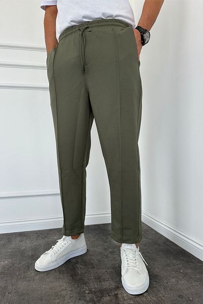 MADZEYMODA Ανδρικό παντελόνι Jogger New Season Khaki - Boyfriend Mold, Grass Detailed