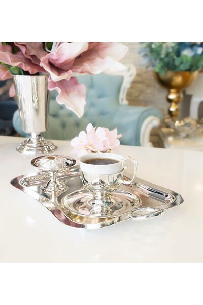 Bakır Concept Silver Plated Presentation Tray with Rectangular Ring Detail (Single Size)