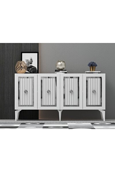 cantek dizayn 150 Cm Nora Konsol Beyaz-gümüş