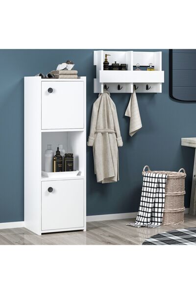 cantek dizayn Teo Banyo Dolabı Beyaz-beyaz