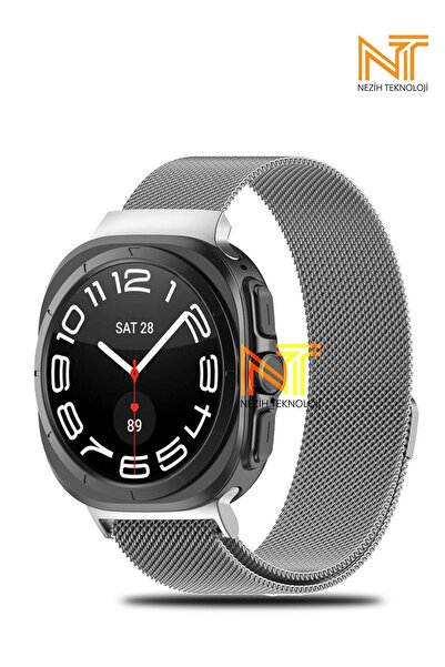 Nezih Case Samsung Galaxy Watch Ultra 47mm Uyumlu Milanes Orijinal Pim Tasarım Pratik Magnet Hasır Metal Kordon