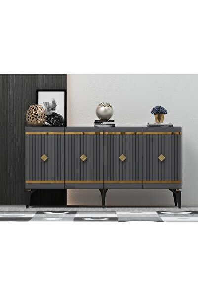 cantek dizayn 150 Cm Lenora Konsol Antrasit-altın