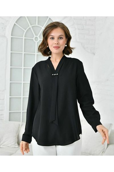 Te&Te Plus Size Stylish Blouse - Scarf Detailed