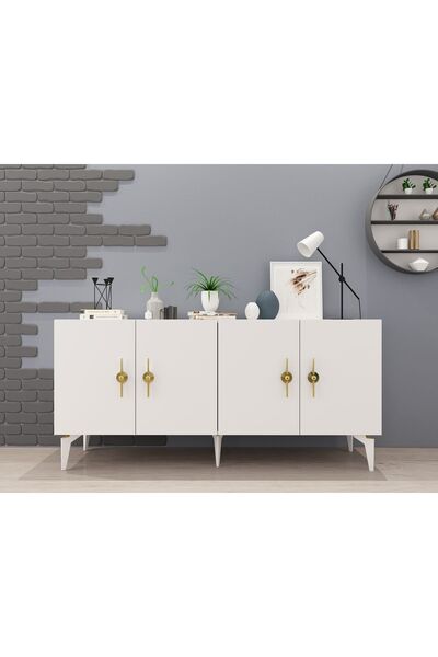cantek dizayn ZENNİT 4 KAPAKLI RAFLI KONSOL BEYAZ