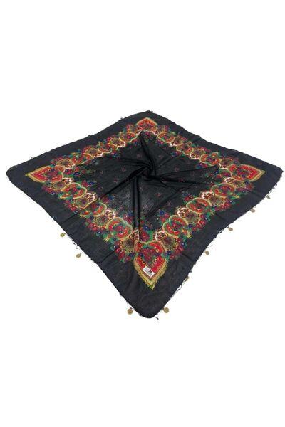 Doğanmanifatura Kenarı Çeyrekli Kare Hamavi Şal (90 × 90)