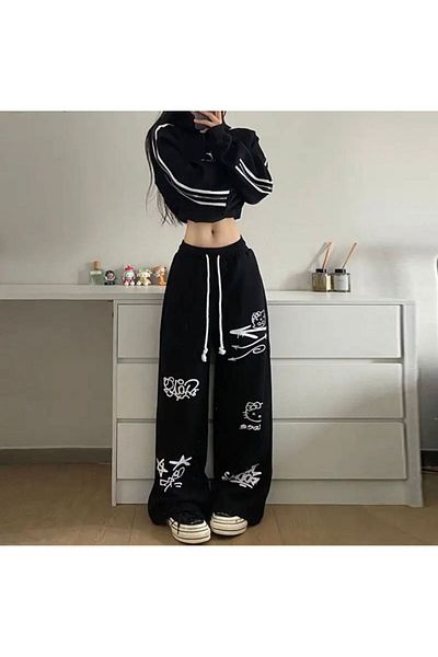 DEEFWEAR Sanrio Hello Kitty Unisex Φαρδιά Φαρδιά Κομμένα Νέα Φούτερ