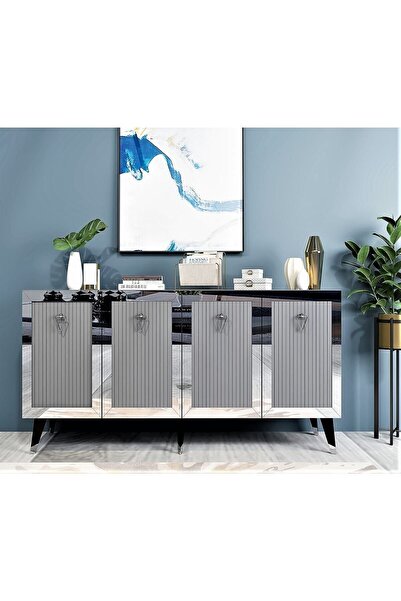 cantek dizayn Lazer Desenli Bare Konsol Antrasit-gümüş