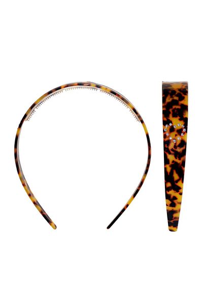 Roberta Lorenz Leopard Patterned Crystal Stone Acetate Crown