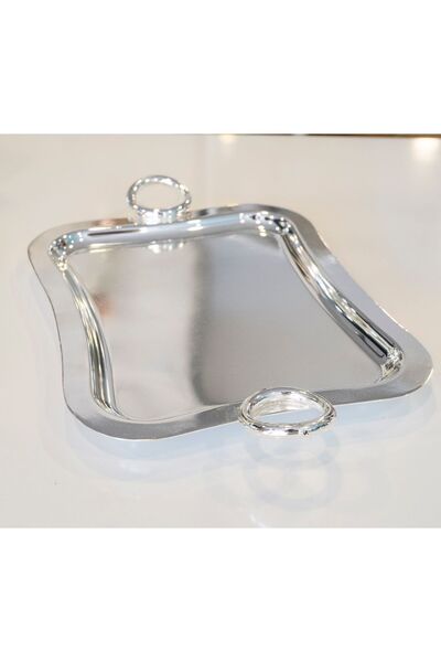 Bakır Concept Silver Plated Presentation Tray with Rectangular Ring Detail (Single Size)