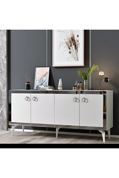 cantek dizayn PONNY LAZER PLEKSİ DESENLİ KONSOL BEYAZ-GÜMÜŞ