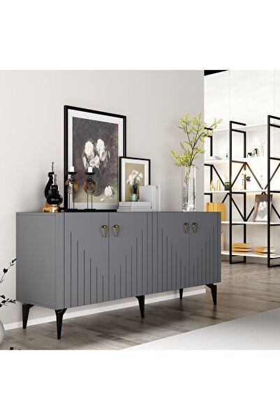 cantek dizayn MEDDA LAZER ÇİZGİLİ KONSOL ANTRASİT-ALTIN