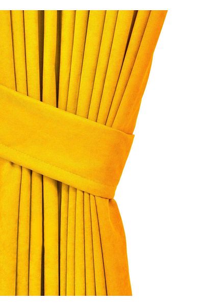 cheap's home Dark Yellow Honeycomb Textured Velvet - 1x2.5 Pleated Background Curtain