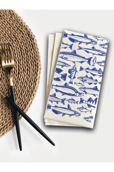 Ake Kağıt منديل عرض بنمط سمكة ملونة - 100 قطعة 33x33 سم