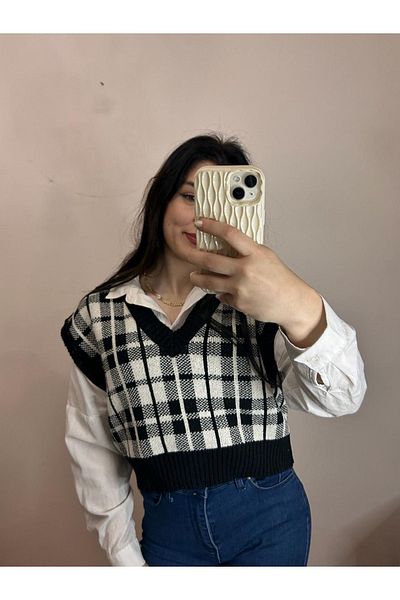 moda mh MH PLAID MODEL BLACK STONE CROP 45 cm