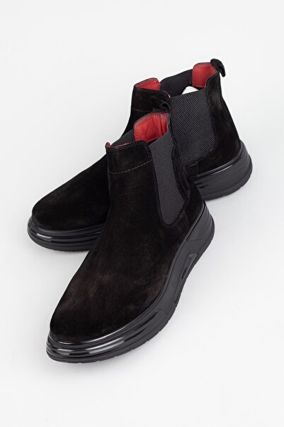 MARCOMEN Ανδρικές μπότες από γνήσιο δέρμα με ελαστικό πλαϊνό σουέτ