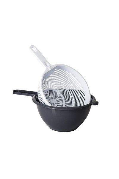 B.A.Y.NUVOLA Medium Size Round Handle Basin - Double Gray Strainer