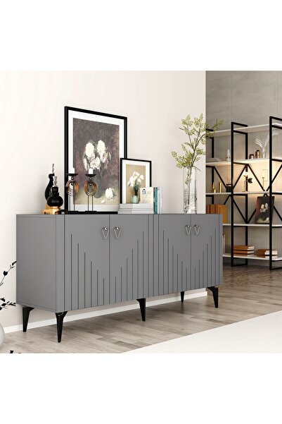 cantek dizayn MEDDA LAZER ÇİZGİLİ KONSOL ANTRASİT-GÜMÜŞ