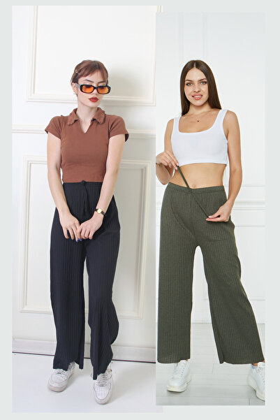 Rudaconcept KHAKI-BLACK 2 τμχ Άνετες πιτζάμες με ραβδώσεις - Σετ 2 άνετων υπν...