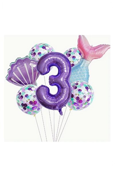 BİDOLUMUTLULUK Deniz Kızı Konsept Metalik Balon Seti Parti Eğlence Kutlama