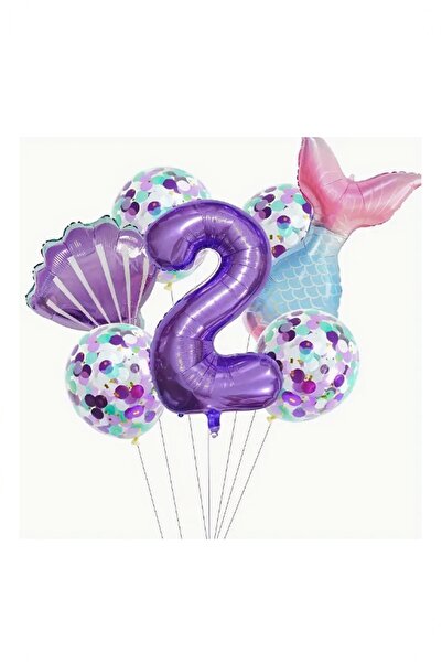 BİDOLUMUTLULUK Deniz Kızı Konsept Metalik Balon Seti Parti Eğlence Kutlama